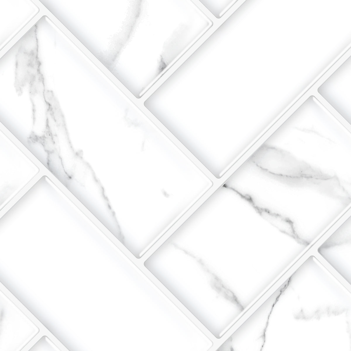 10-Sheet Mosaic Tiles Peel and Stick Backsplash Kitchen 2.0mm - Carrara White
