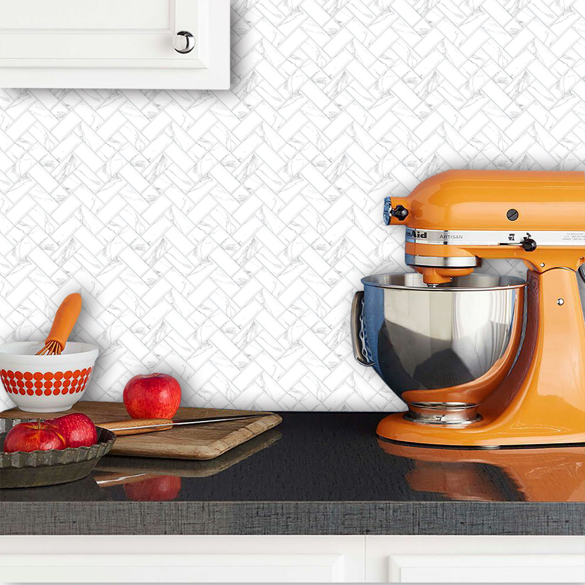 10-Sheet Mosaic Tiles Peel and Stick Backsplash Kitchen 2.0mm - Carrara White