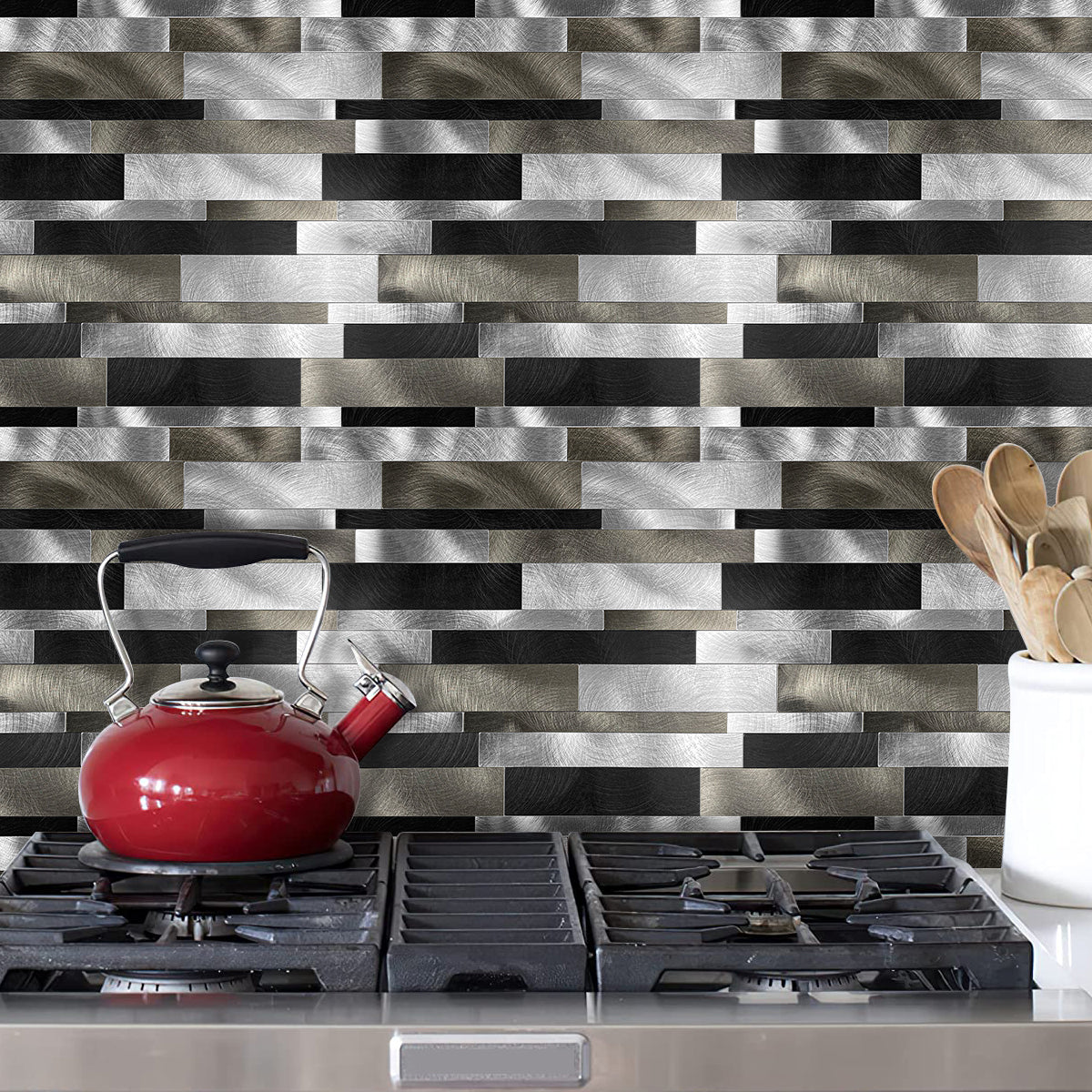 STICKCOOL Peel and Stick Backsplash PVC & Metal Aluminum for Kitchen (5 sheets)