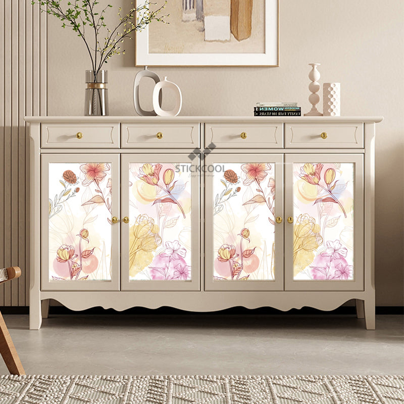 Stickcool Peel & Stick Floral Wallpaper – Watercolor Botanical Design, Removable, Self-Adhesive Wall Décor – Available in Warm or Cool Tones, Ideal for Bedrooms & Living Rooms