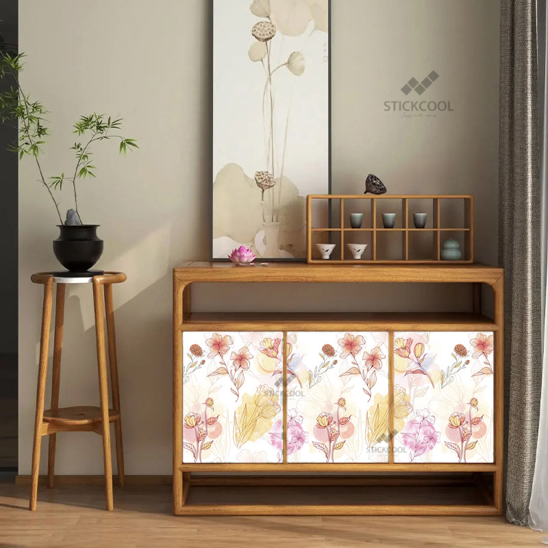 Stickcool Peel & Stick Floral Wallpaper – Watercolor Botanical Design, Removable, Self-Adhesive Wall Décor – Available in Warm or Cool Tones, Ideal for Bedrooms & Living Rooms