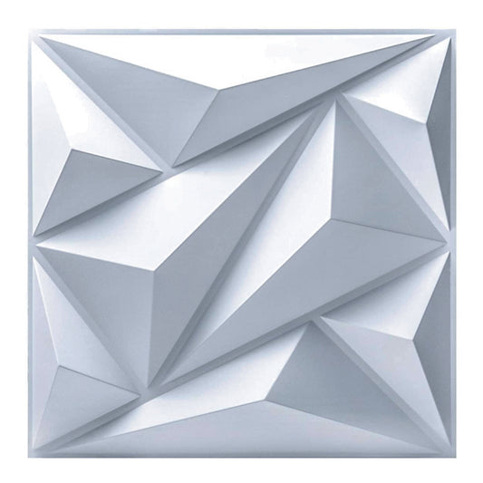 4M² /16PCS 3D PVC Wall Panel in Diamond Design, 500X500mm Matt White-L
