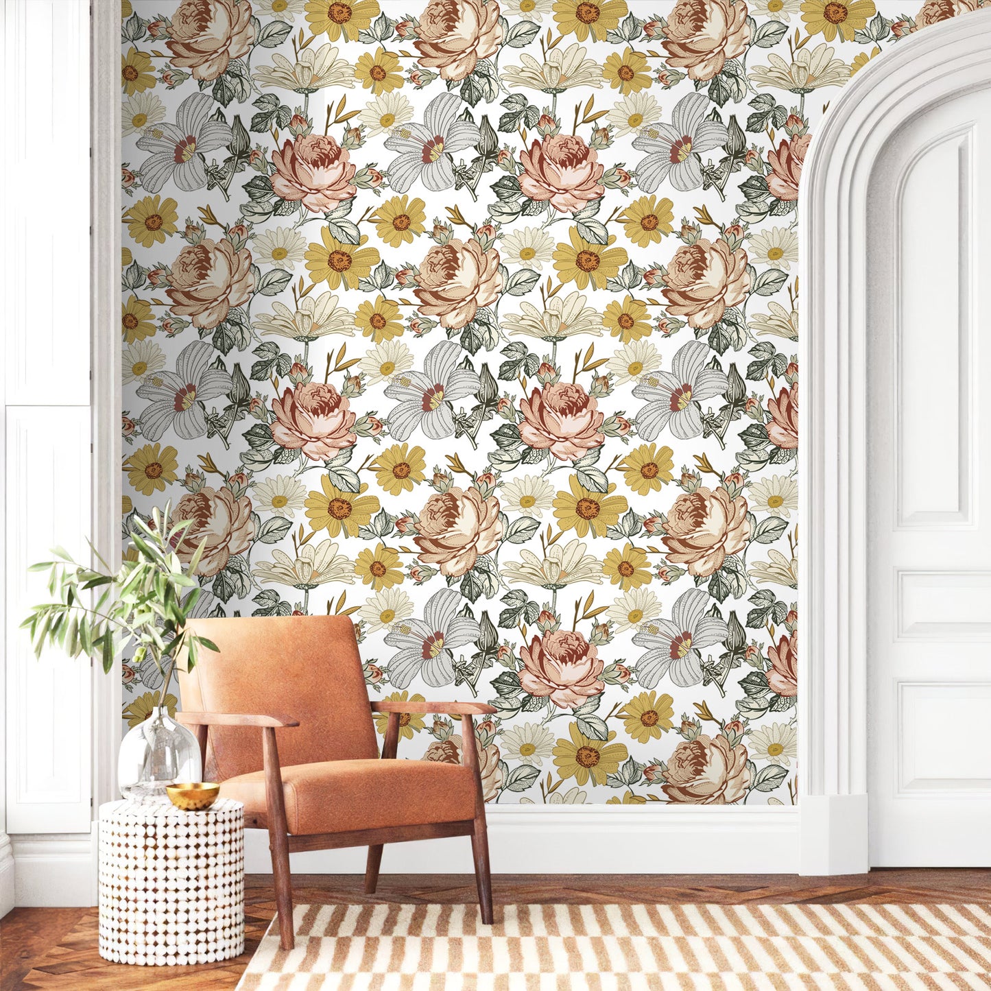 Floral Peel and Stick Vinyl Wallpaper for Bathroom Cabinet Wall Decor MP1036