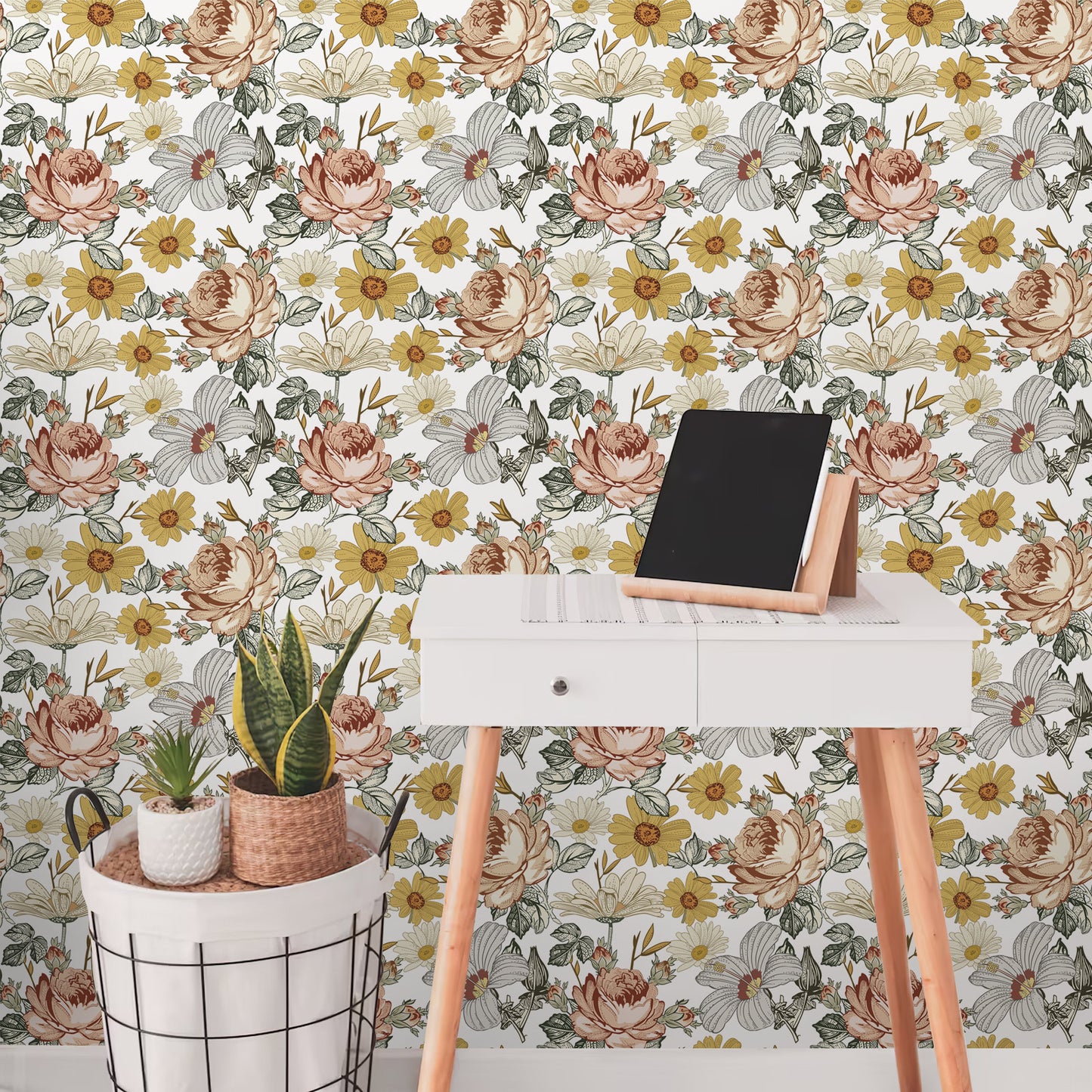 Floral Peel and Stick Vinyl Wallpaper for Bathroom Cabinet Wall Decor MP1036