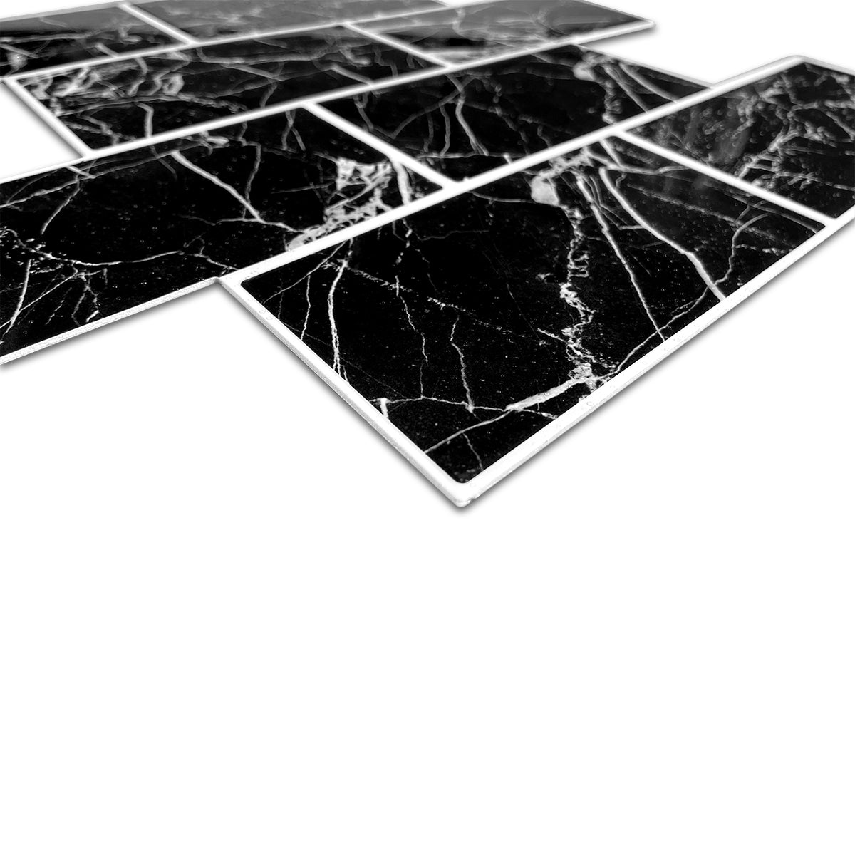 STICKCOOL - 10 Sheets Subway Tiles Peel and Stick Backsplash Black (Thicker Design 2.5mm)