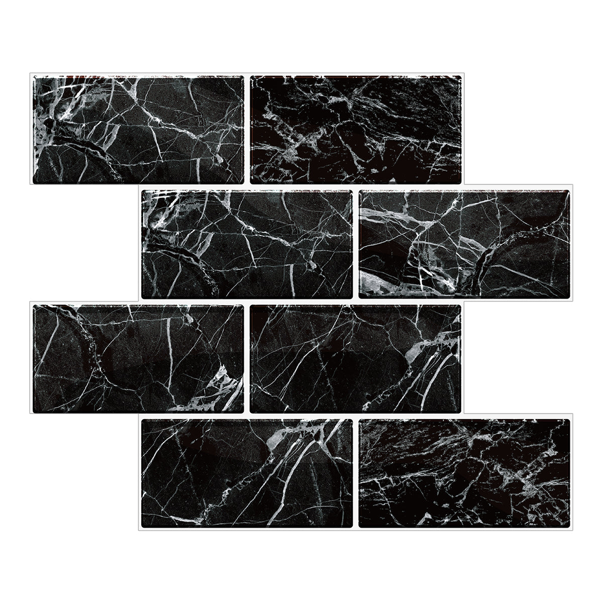 STICKCOOL - 10 Sheets Subway Tiles Peel and Stick Backsplash Black (Thicker Design 2.5mm)