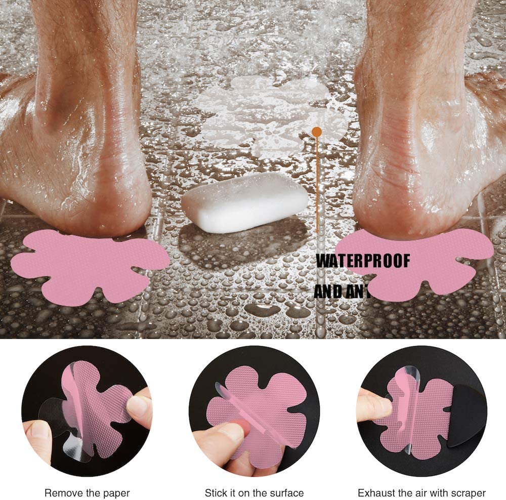 Accessories - Bathtub Stickers Non-Slip, Safety Shower Treads Adhesive, Perfect for stairs, bathroom floors, and even swimming pools - SNOWFLAKE PINK