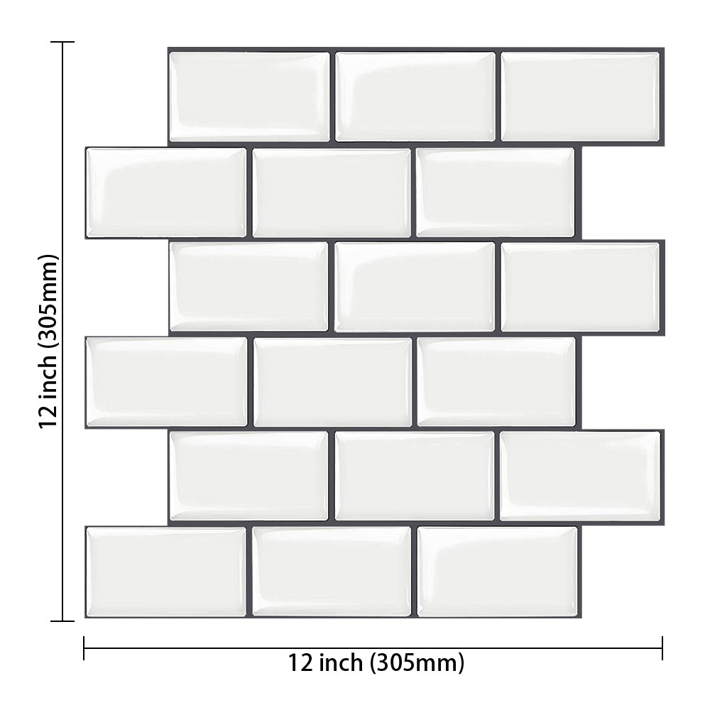 10-Sheet White Subway Tiles Peel and Stick Backsplash, Stick on Tiles Kitchen Backsplash (Thickness 2.5mm)