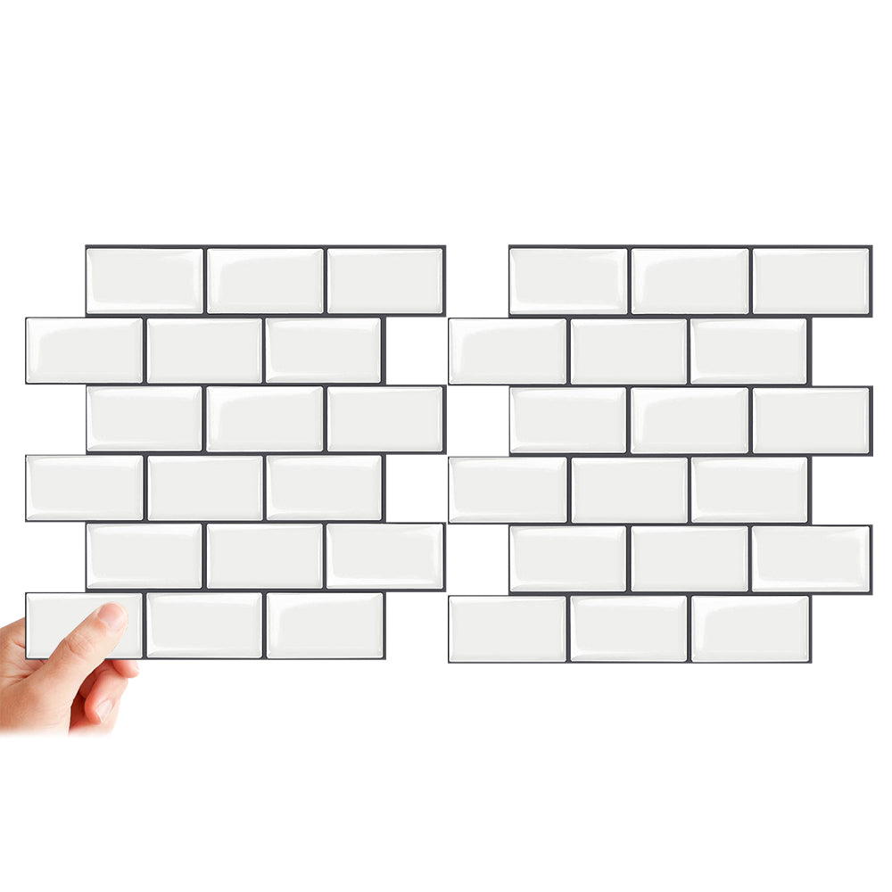 10-Sheet White Subway Tiles Peel and Stick Backsplash, Stick on Tiles Kitchen Backsplash (Thickness 2.5mm)