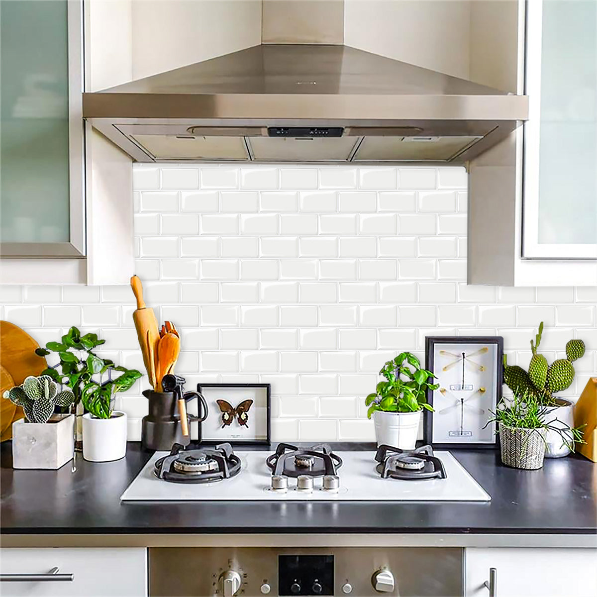 10-Sheet White Subway Tiles Peel and Stick Backsplash, Stick on Tiles Kitchen Backsplash (Thickness 2.5mm)