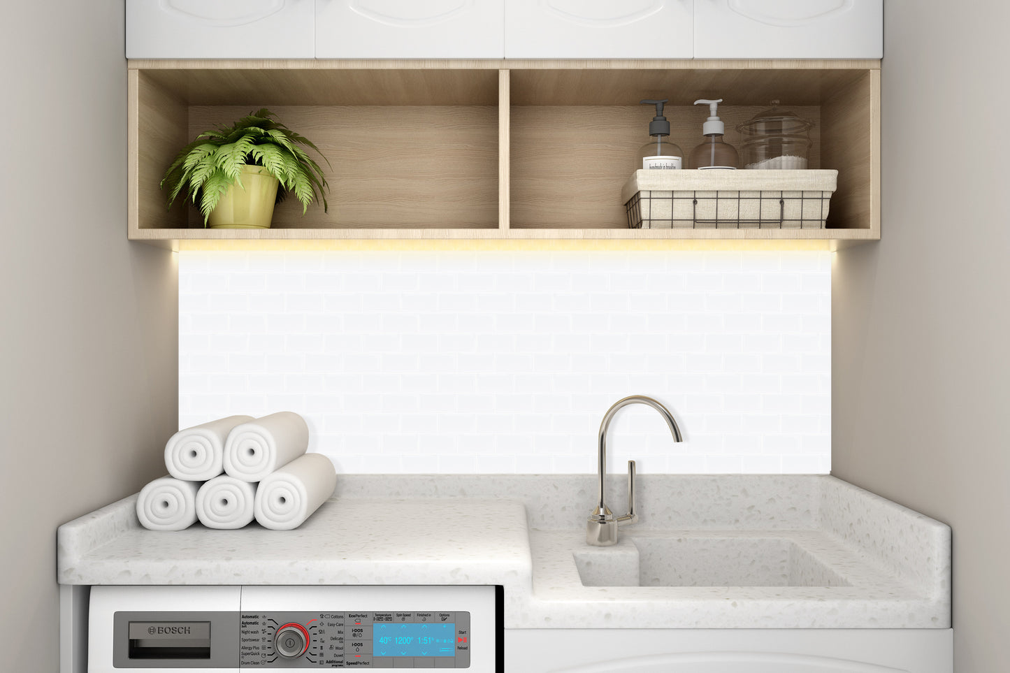 10-Sheet White Subway Tiles Peel and Stick Backsplash, Stick on Tiles Kitchen Backsplash (Thickness 2.5mm)