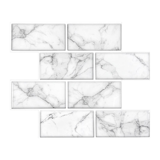 10 Sheet Subway Tiles Peel and Stick Backsplash - Grey White - Thicker Design 2.5mm
