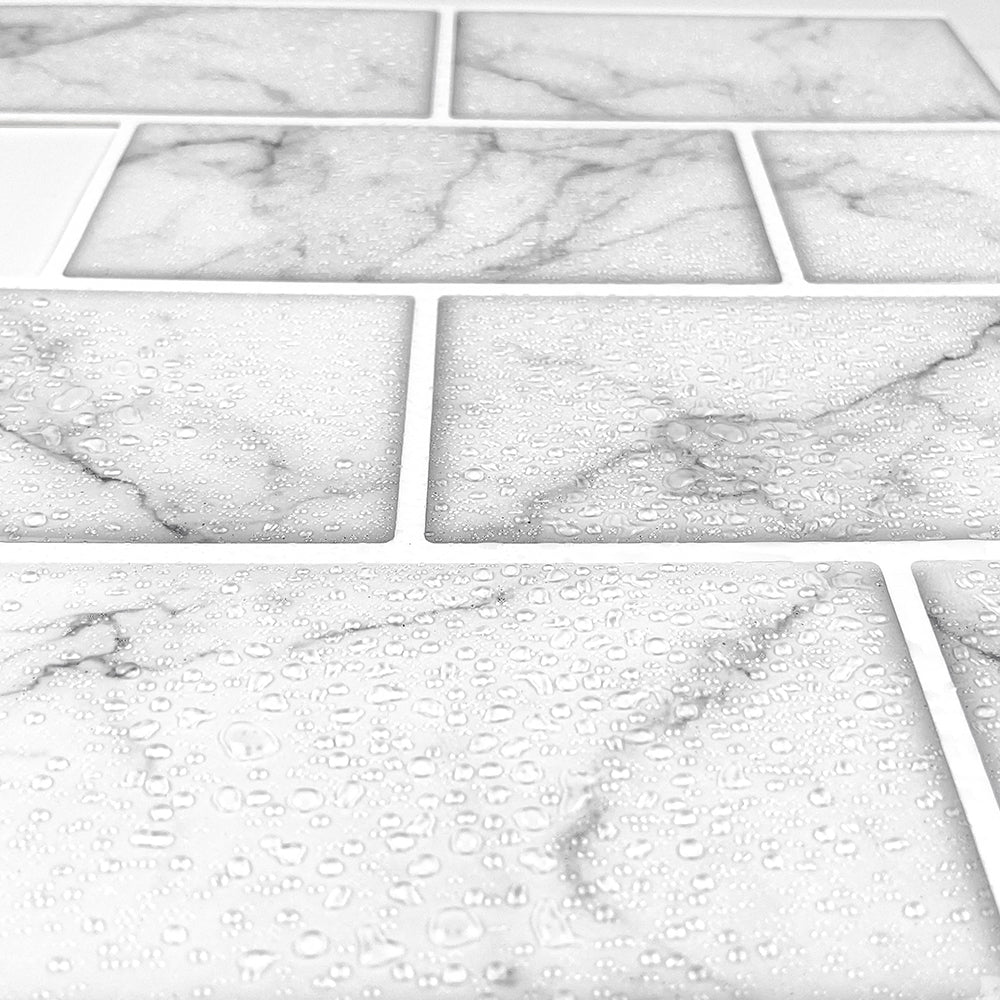10 Sheet Subway Tiles Peel and Stick Backsplash - Grey White - Thicker Design 2.5mm