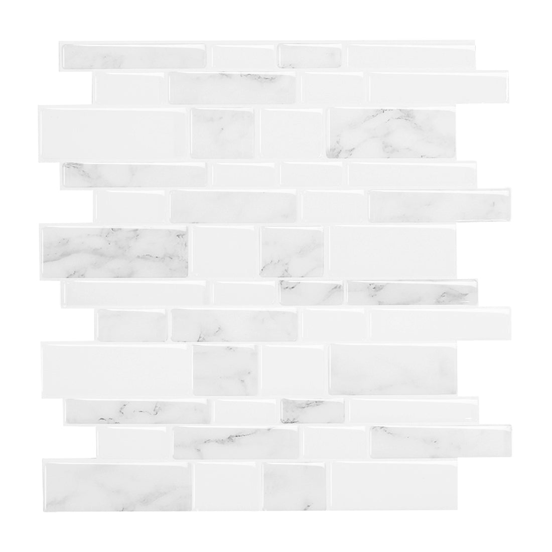 10-Sheet Mosaic Tiles Peel and Stick Backsplash Kitchen  2.5mm Thicker Design - Marble white