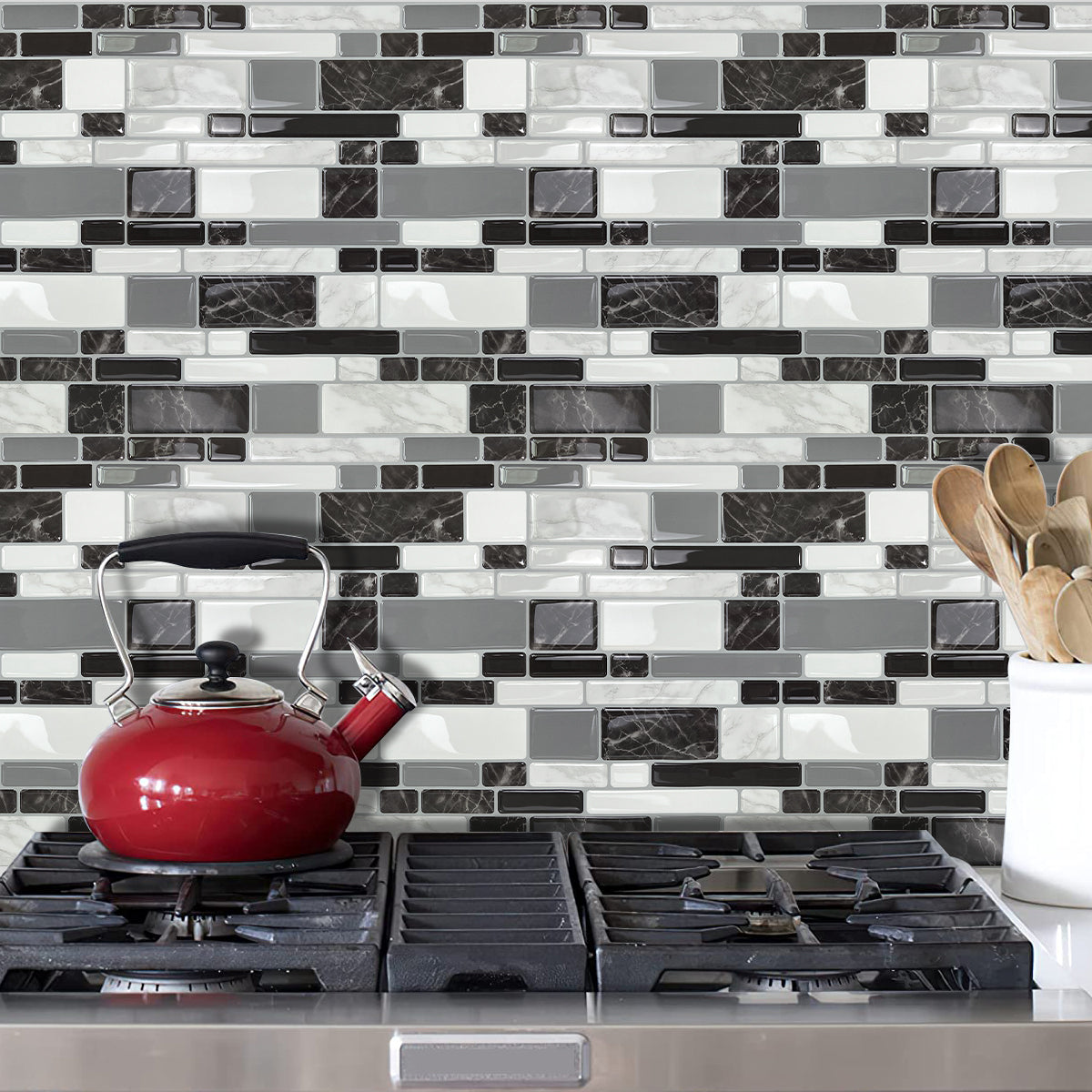 10-Sheet Mosaic Tiles Peel and Stick Backsplash Kitchen (Thicker Design 2.5mm)