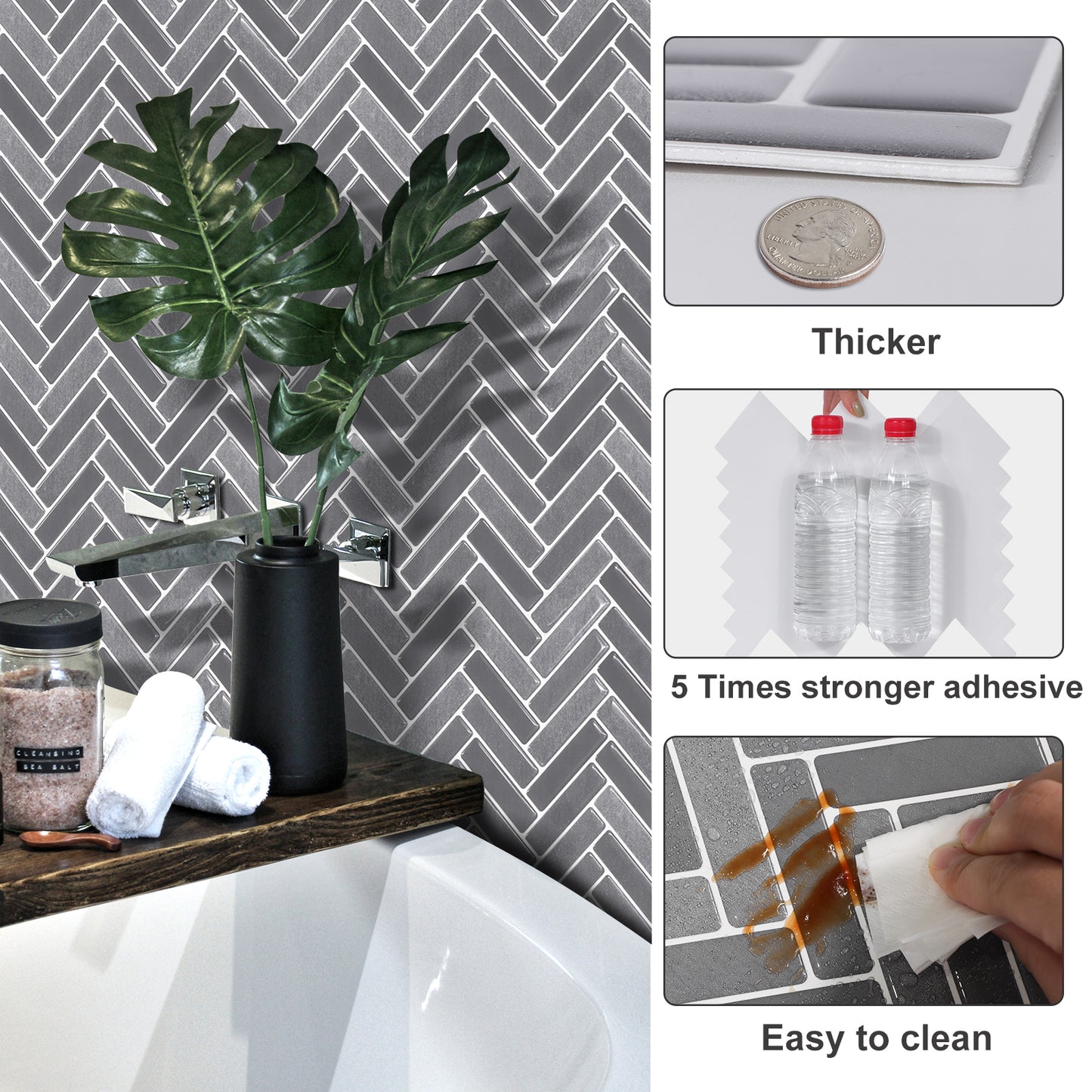 10-Sheet Mosaic Tiles Peel and Stick Backsplash Kitchen  2.5mm Thicker Design - Arrow