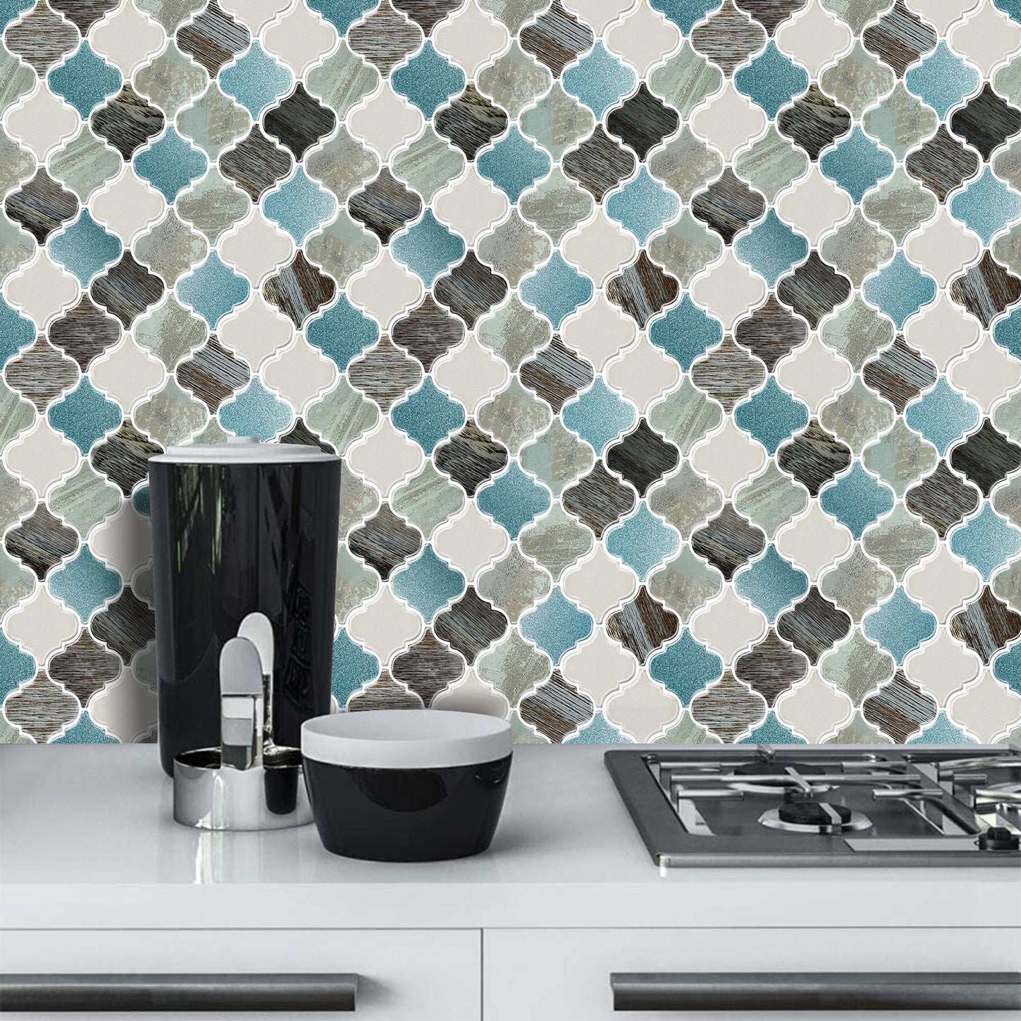 10-Sheet Mosaic Tiles Peel and Stick Backsplash Kitchen  2.5mm Thicker Design - Elegant Turquoise