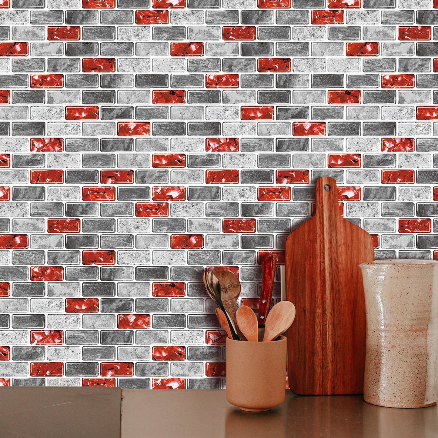 10-Sheet Subway Tiles Peel and Stick Backsplash, 30.5cmx30.5cm Stick on Tiles Kitchen Backsplash (Thickness 1.2mm)