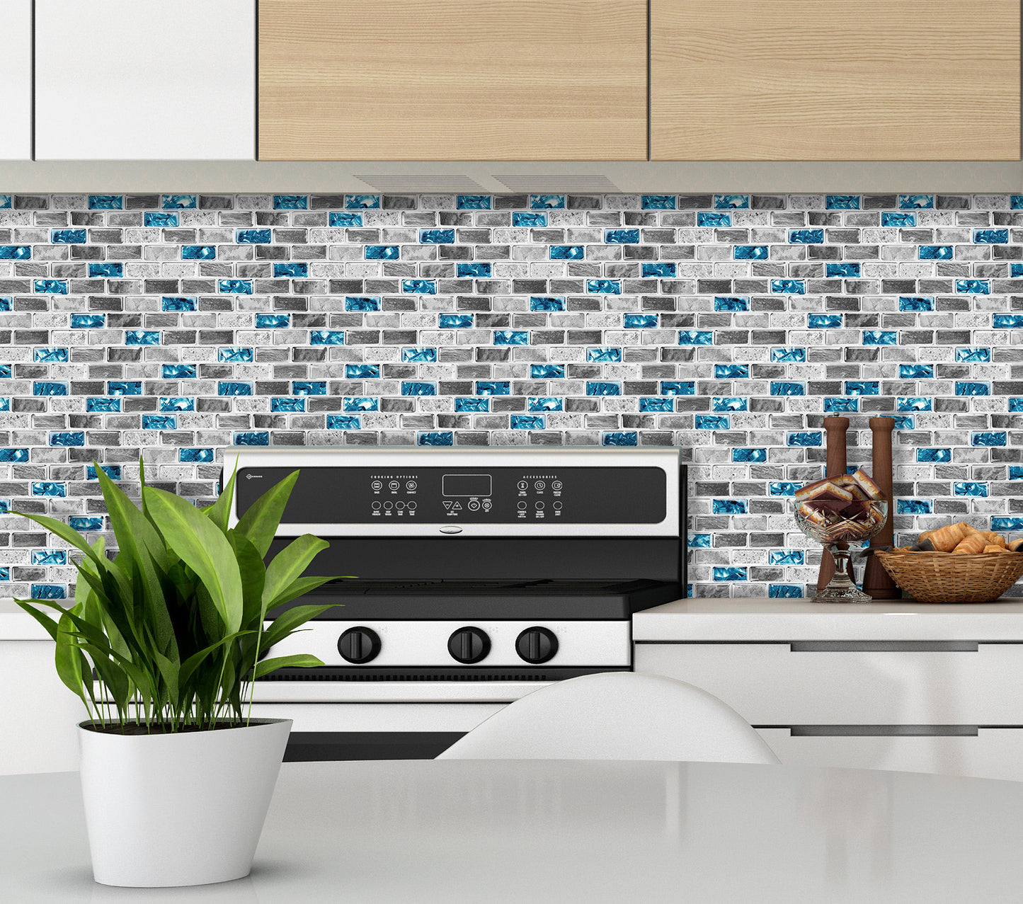 10-Sheet Subway Tiles Peel and Stick Backsplash, 30.5cmx30.5cm Stick on Tiles Kitchen Backsplash (Thickness 1.2mm)