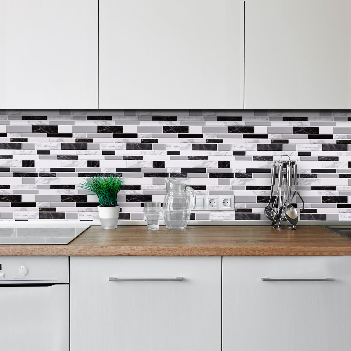 10-Sheet Subway Tiles Peel and Stick Backsplash, 30.5cmx30.5cm Stick on Tiles Kitchen Backsplash (Thickness 1.2mm)