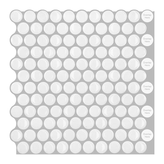 10-Sheet Mosaic Tiles Peel and Stick Backsplash Kitchen  1.2mm- Penny Round WHT