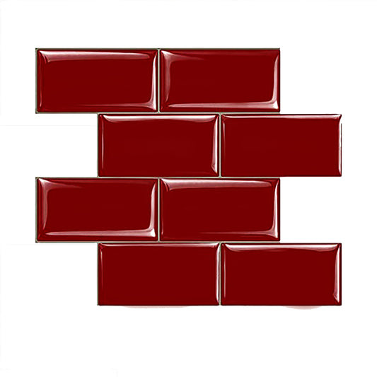 10-Sheet Mosaic Tiles Peel and Stick Backsplash Kitchen  2.5mm Thicker Design - Rose Red
