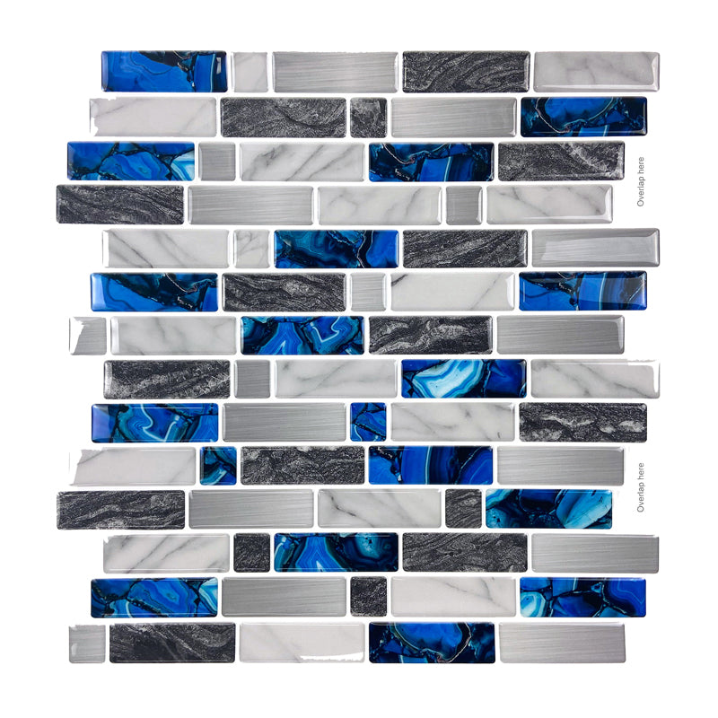 10-Sheet Mosaic Tiles Peel and Stick Backsplash Kitchen  2.5mm Thicker Design - Sapphire