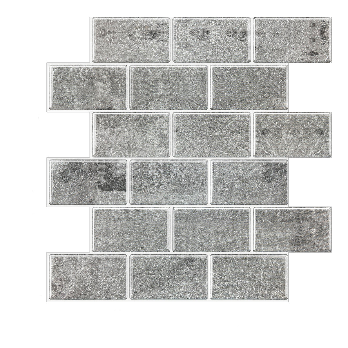 10-Sheet Mosaic Tiles Peel and Stick Backsplash Kitchen  2.0mm - Brick Grey