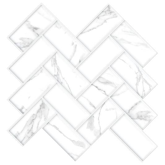 10-Sheet Mosaic Tiles Peel and Stick Backsplash Kitchen  2.0mm - Carrara White