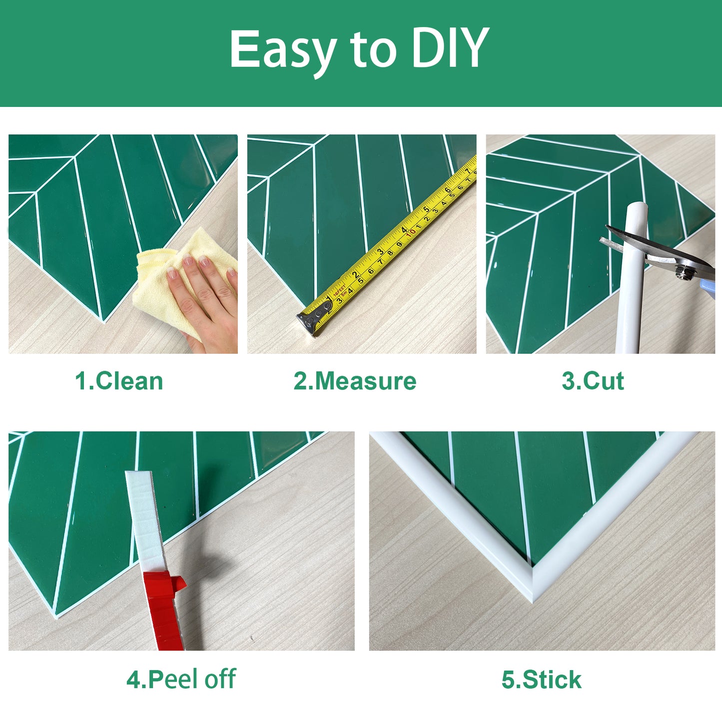 Accessories-Peel and Stick Trim for Backsplash Tile Edge, Self-Adhesive Liner for Corner Decor - White